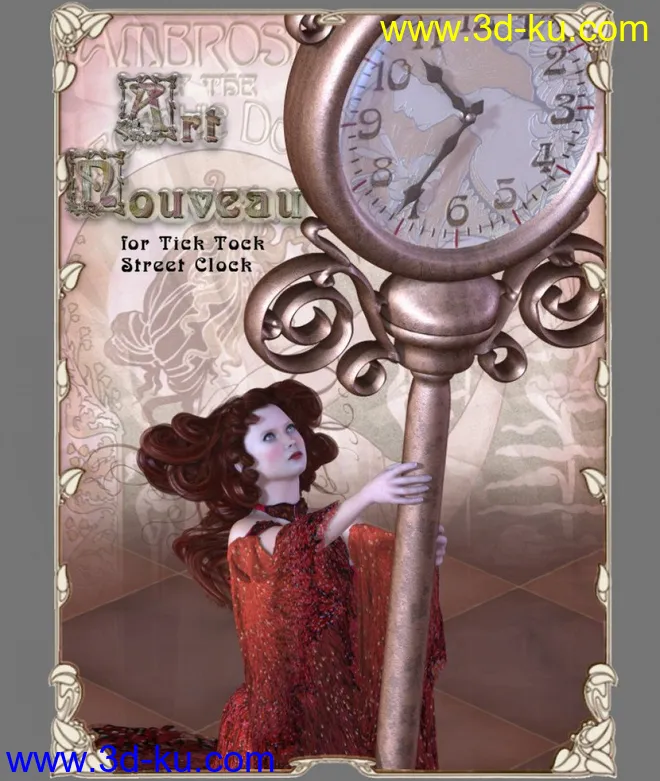 Tick Tock Street Clock - Art Nouveau模型的图片1