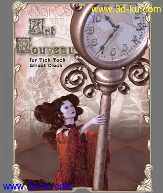 3D打印模型Tick Tock Street Clock - Art Nouveau的图片