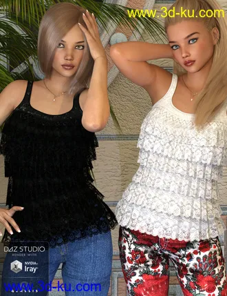 3D打印模型Tiered Lace Outfit for Genesis 3 Female(s)的图片