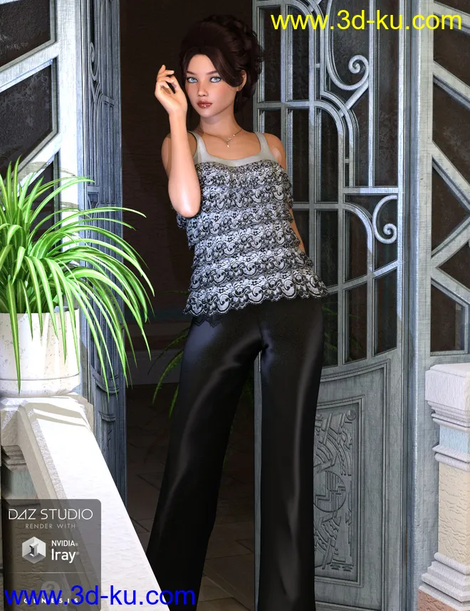 Tiered Lace Outfit for Genesis 3 Female(s)模型的图片7