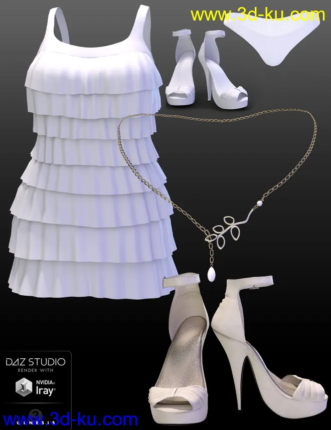 Tiered Lace Outfit for Genesis 3 Female(s)模型的图片8