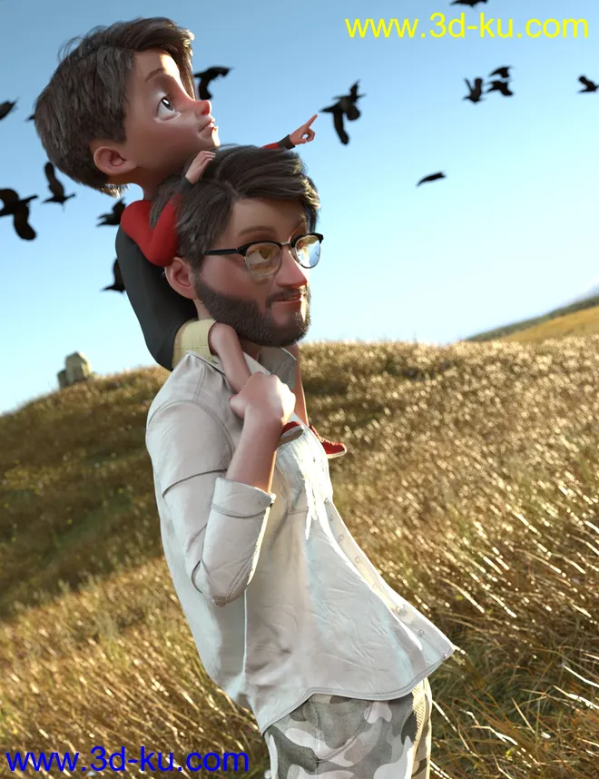 Toon Dad and Fatherly Beard and Accessories for Genesis 8 Male模型的图片5