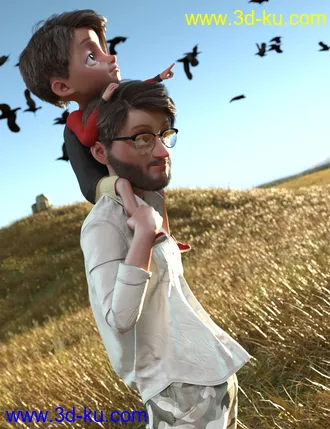 3D打印模型Toon Dad and Fatherly Beard and Accessories for Genesis 8 Male的图片