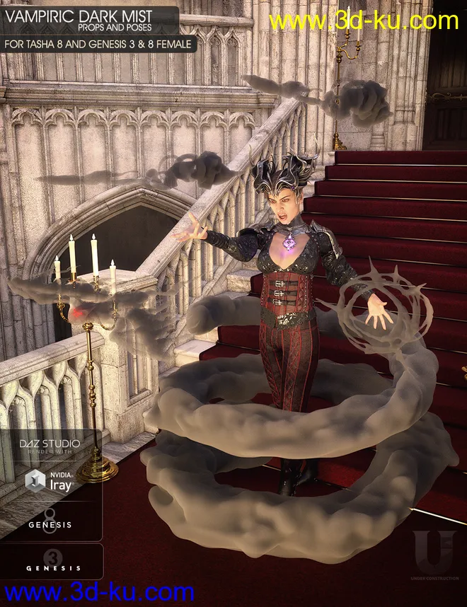 Vampiric Dark Mist Props and Poses for Genesis 3 and 8 Female模型的图片1