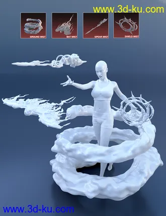 3D打印模型Vampiric Dark Mist Props and Poses for Genesis 3 and 8 Female的图片