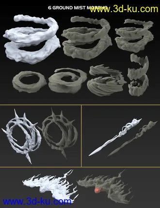 3D打印模型Vampiric Dark Mist Props and Poses for Genesis 3 and 8 Female的图片