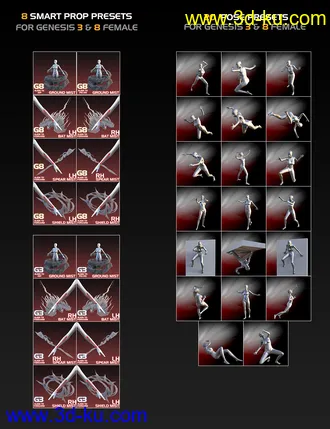 3D打印模型Vampiric Dark Mist Props and Poses for Genesis 3 and 8 Female的图片