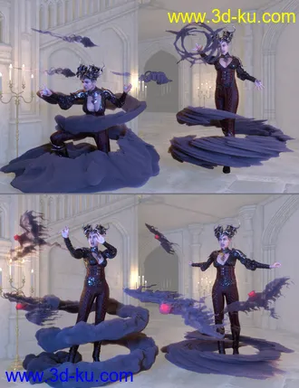 3D打印模型Vampiric Dark Mist Props and Poses for Genesis 3 and 8 Female的图片