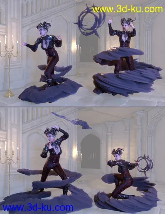 3D打印模型Vampiric Dark Mist Props and Poses for Genesis 3 and 8 Female的图片