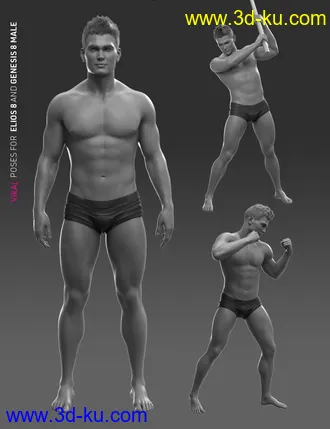 3D打印模型VIRAL Poses for Elios 8 and Genesis 8 Male的图片