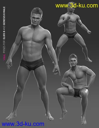 3D打印模型VIRAL Poses for Elios 8 and Genesis 8 Male的图片