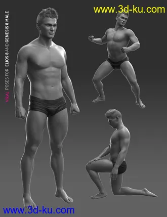 3D打印模型VIRAL Poses for Elios 8 and Genesis 8 Male的图片