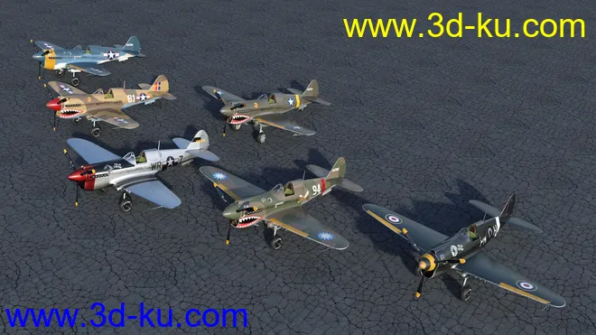 War Hawk Military Aircraft Texture Pack模型的图片2