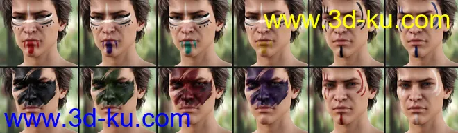 Warrior Make-Up for Genesis 8 Male模型的图片7