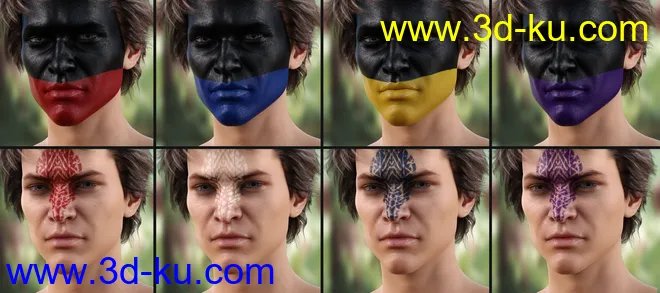 Warrior Make-Up for Genesis 8 Male模型的图片8