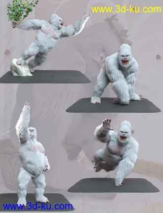 3D打印模型White King Poses for Gorilla for Genesis 8 Male的图片