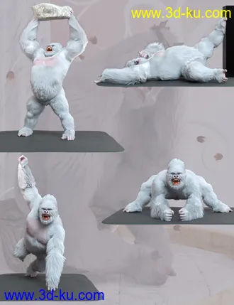 3D打印模型White King Poses for Gorilla for Genesis 8 Male的图片