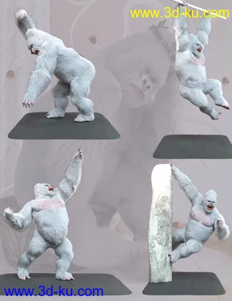3D打印模型White King Poses for Gorilla for Genesis 8 Male的图片