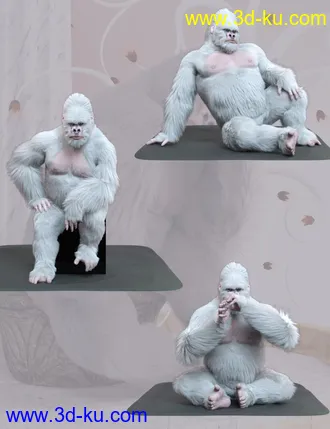 3D打印模型White King Poses for Gorilla for Genesis 8 Male的图片