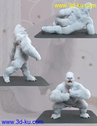 3D打印模型White King Poses for Gorilla for Genesis 8 Male的图片