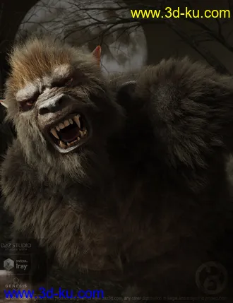 3D打印模型WolfBeast with dForce Hair for Genesis 8 Male的图片
