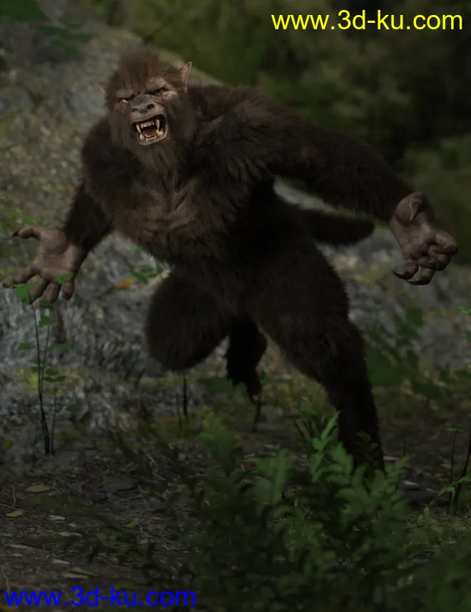 WolfBeast with dForce Hair for Genesis 8 Male模型的图片2