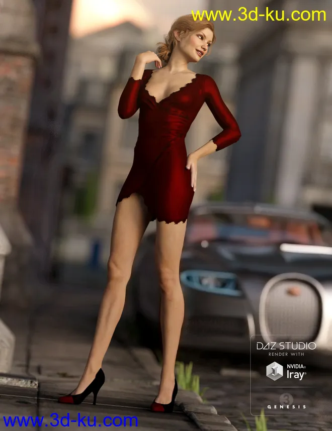 Wrap Dress for Genesis 3 Female(s)模型的图片10