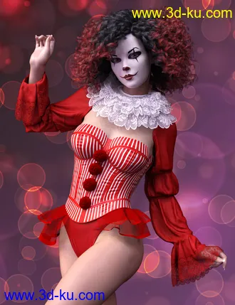 3D打印模型X-Fashion Clown Costume for Genesis 8 Female(s)的图片