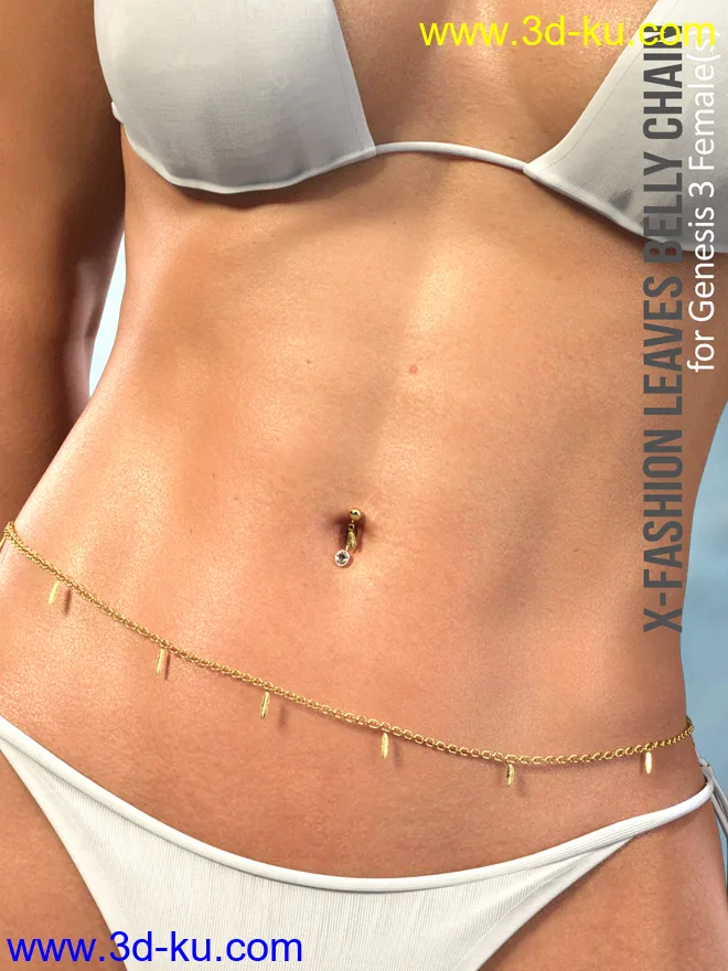 X-Fashion Leaves Belly Chain for Genesis 8 Females模型的图片1