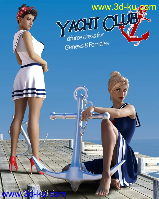 Yacht Club dForce dress for Genesis 8 Females模型的图片1