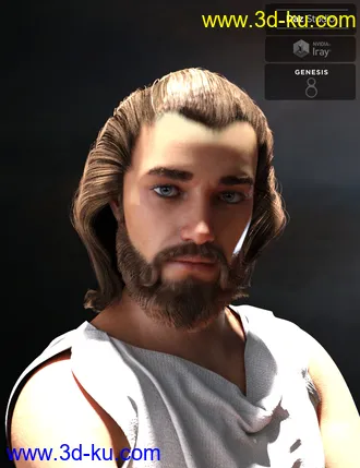 3D打印模型Yussef Hair Beard and Eyebrows for Genesis 8 Male(s)的图片