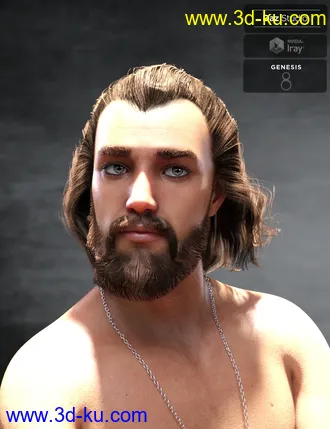 3D打印模型Yussef Hair Beard and Eyebrows for Genesis 8 Male(s)的图片