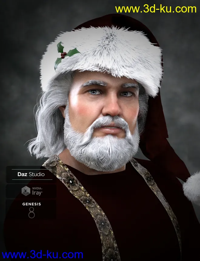 Yussef Hair Beard and Eyebrows for Genesis 8 Male(s)模型的图片3