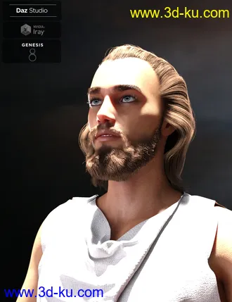 3D打印模型Yussef Hair Beard and Eyebrows for Genesis 8 Male(s)的图片