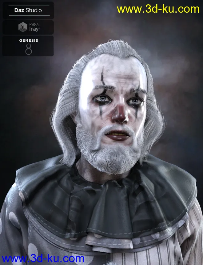 Yussef Hair Beard and Eyebrows for Genesis 8 Male(s)模型的图片7