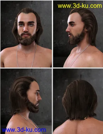 3D打印模型Yussef Hair Beard and Eyebrows for Genesis 8 Male(s)的图片