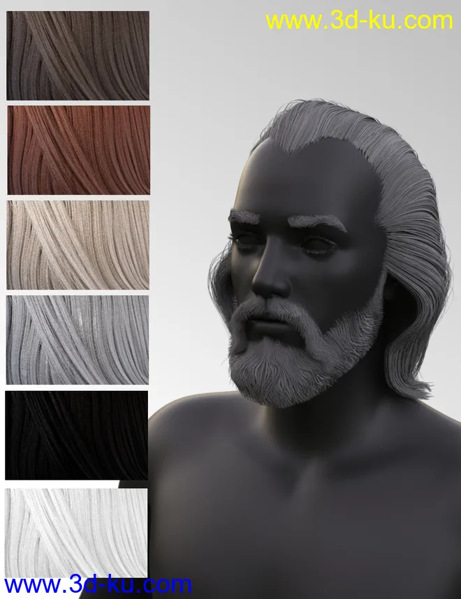 Yussef Hair Beard and Eyebrows for Genesis 8 Male(s)模型的图片11