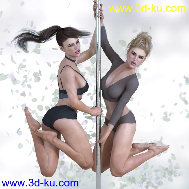 Z Aerial Pole Dance and Poses for Genesis 3 and 8模型的图片2