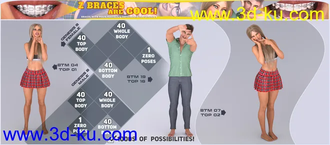 Z Braces are Cool for Genesis 8 Male and Female模型的图片4