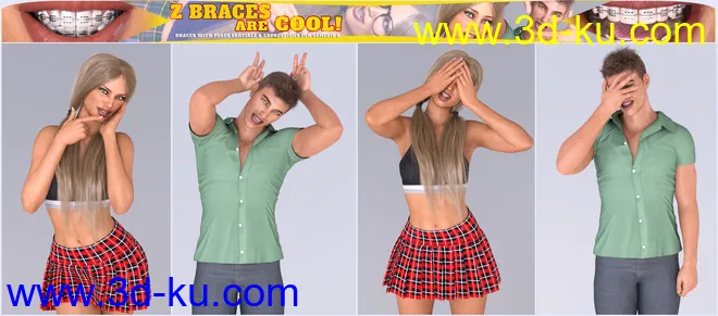 Z Braces are Cool for Genesis 8 Male and Female模型的图片6