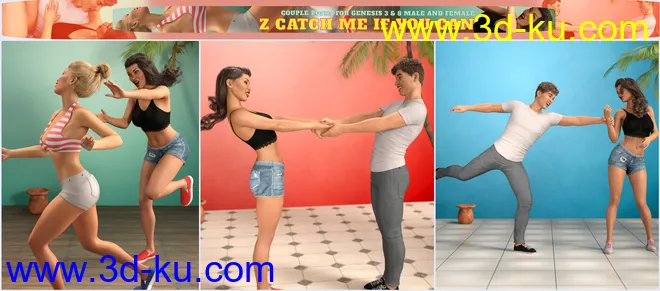Z Catch Me If You Can Couple Poses for Genesis 3 and 8模型的图片5
