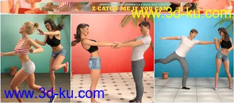 3D打印模型Z Catch Me If You Can Couple Poses for Genesis 3 and 8的图片