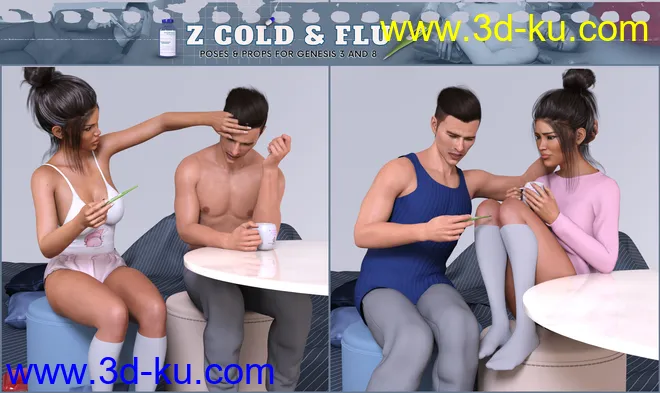 Z Cold and Flu - Props and Poses for Genesis 3 and 8模型的图片10