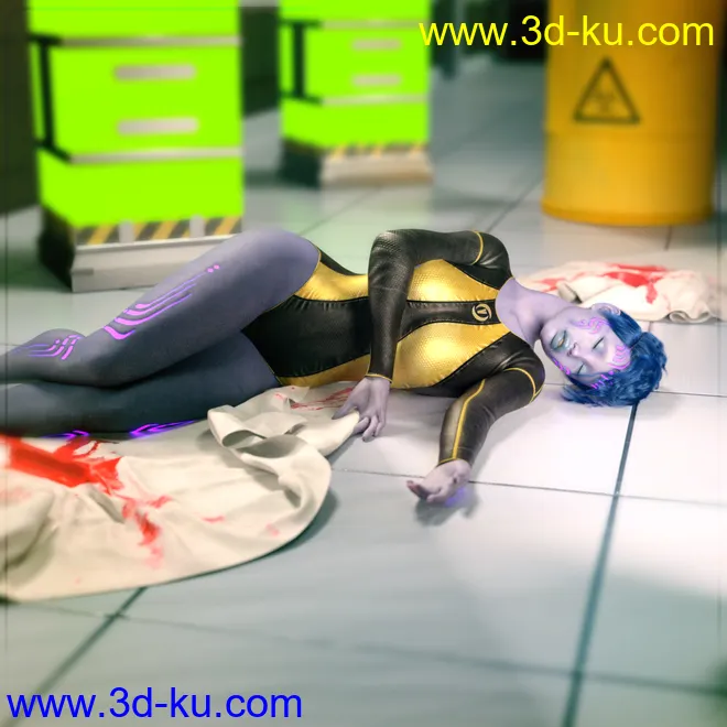 Z Crime Scene Bloody Sheet and Poses for Genesis 3 and 8模型的图片2