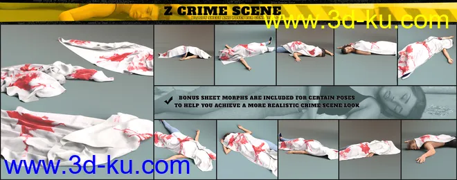 Z Crime Scene Bloody Sheet and Poses for Genesis 3 and 8模型的图片3