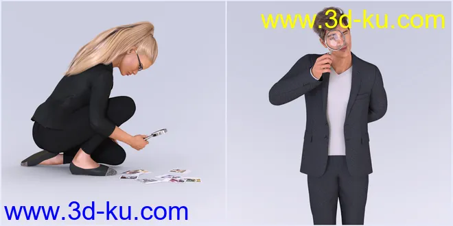 Z Detectives Props and Poses for Genesis 3 and 8模型的图片5