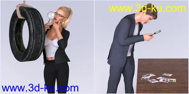 Z Detectives Props and Poses for Genesis 3 and 8模型的图片8