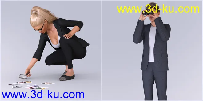 Z Detectives Props and Poses for Genesis 3 and 8模型的图片15