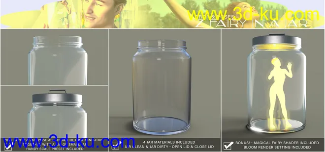 Z Fairy in a Jar Props and Poses for Genesis 3 and 8模型的图片2