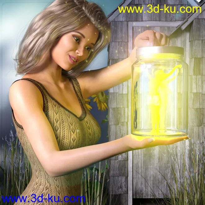 Z Fairy in a Jar Props and Poses for Genesis 3 and 8模型的图片3